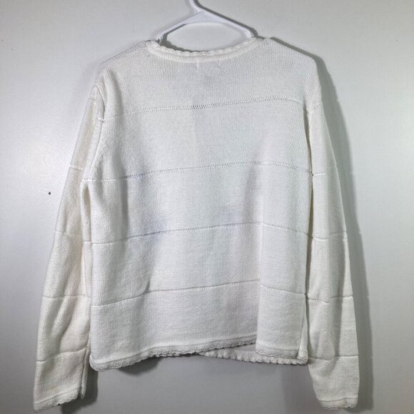 Womens Vintage Sears Classic Elements White Cardigan Embroidered Butterflies L - Picture 2 of 9